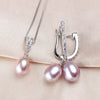 Ywyc Horseshoe 8-9mm Rice Freshwater Pearl Earrings&Necklaces Jewelry Set for Women Silver 45cm Pendant Necklace - Image 5