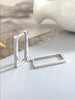 Silver Simple Square Zircon Hoop Earring For Women Engagement Wedding Jewelry - Image 3
