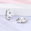 Colorful Cubic Zirconia Huggie Hoop Earrings in Flower Butterfly and Clover Designs - Image 65