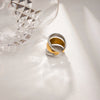 Minimalist Line Design Double Color Open Ring Gold-plated Stainless Steel Women Jewelry Suitable For Daily Wear - Image 6