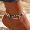 Vintage Double Layer Beaded Hollow Double Heart Anklet for Women Female Bohemia Resin Beads Chain Beach Ankle Foot Jewelry - Image 7