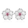 Silver Crystal Flower Pendant Necklace Stud Earrings Jewelry Sets For Women Vintage - Image 15