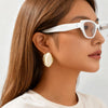 Geometric Oval Stud Earrings with Colorful Center Details - Image 13