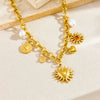 Stainless Steel Golden Summer Sun Heart Drop Necklace For Women Lady Neck Chain Jewelry Gift - Image 1