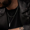 Mens Vertical Bar Necklaces,Stacking Stainless Steel Geometric Pendant with Wheat Rope Cuban Chain,Male Jewelry Gift - Image 3