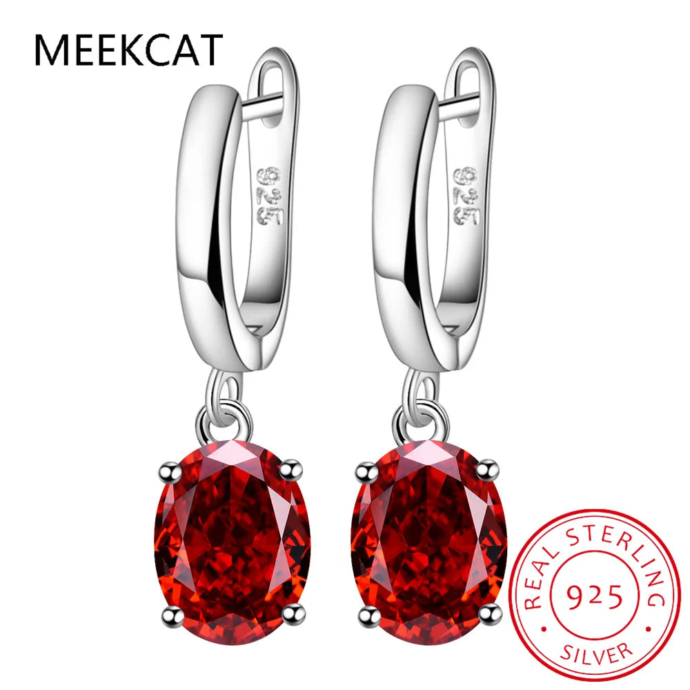 Garnet Amethyst Citrine Peridot Blue Topaz Silver Drop Earrings for Women Gemstone Jewelry - Image 1