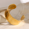 Minimalist Gold Color Plated Stainless Steel Wide Face Hammer Pattern Bracelet Stackable Bracelet Women's Jewelry - Image 5