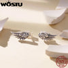 Silver Hip Hop Vintage Couples Creative Angel Wings Stud Earrings Women Punk CZ Studs Birthday Jewelry Gift - Image 3