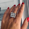 Punk Checkered Texture Ring Simple Square Ring Classic Jewelry For Women - Image 4