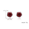 Rose Flower Rhinestone Stud Earrings For Women Blue Red Purple Round Bouquet Crystal Earring Wedding Jewelry Gift - Image 2