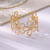 Stainless Steel Bracelet For Women Men Aesthetic Flower Leaf Bangle Opening Gold Color Geometric Bangles Bracelets Jewelry - Image 2