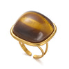 Maillard Chunky Gold Plated Stainless Steel Open Ring for Women Retro Tiger Eye Irregular Statement Adjustable Jewelry Gift - Image 9