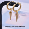 No Fade Different Length Pointed Cone Dangle Earring Stainless Steel Round Hoop Earrings For Women Men Jewelry Ear Piercing Gift - Image 31