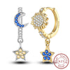 Silver Hoop Earrings Star Moon Stud Drop Earrings For Woman Party Wedding Accessories Jewelry Gift - Image 34