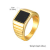 Retro Black Stone Signet Ring for Women, Gold Color Stainless Steel Statement Ring, Polished Square Jewelry Gift - Image 5
