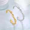Stainless Steel Cuff Bracelet on Hand Women Geometric Flower Leaves Eye Adjustable Open Gold Color Bangle Jewelry - Image 4