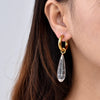 Long Waterdrop Pendant Hoop Earrings For Women Round Stainless Steel Gold Color Ear Buckel Dangle Female Jewelry - Image 3