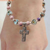 Cross Charm Beaded Stretch Bracelet in Multiple Colors - Image 16