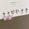 Y2K Cute Butterfly Love Pentagram Earring Set Piercing Black Red Crystal Moon Gothic Earrings for Girls Negros - Image 5