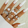 Tocona Imitation Pearl Open Ring Sets for Women Elegant Gold Color Ring Party Jewelry Accessories - Image 9