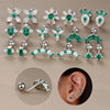 Tiny Green Crystal Stainless Steel Cartilage Stud Earrings 2 Pieces - Image 1