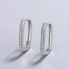 Silver Color Micro-inlaid Zircon U-Shape Hoop Earrings for Women Simple Square Earring Temperament Ear Jewelry Accessories - Image 4