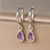 Stainless Steel Huggie Hoop Earrings with Colored Stone Details in Two-Piece Sets - Image 10