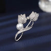 Crystal Red Color Two Tulip Flower Brooch For Women CZ Full Of Rhinestone Leaf Shiny Lapel Pins Wedding Party Badge Jewelry - Image 12