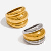 Ars Stainless Steel Chunky Dome Rings Gold Plated Wide Band Ring for Women Statement Two Tone Rings Minimalist Accessories - Image 6