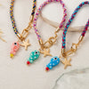 gold-plated stainless steel fish and starfish charm colorful woven rope bracelet, summer beach bohemian women's jewelry - Image 3