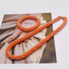 Woven Bead Necklace Glass Beaded Bohemian Statement Necklace Bracelet Hair Accessory Set For Women Jewelry Gift - Image 11