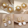 Vintage Stainless Steel Sun Earrings For Women Bohemian Sun Shine Earrings Irregular Fan Shaped Earrings Jewelry Party Gifts - Image 1