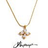 Delicate Shiny Cubic Zirconia Flower Pendant Chic Necklace Golden Plated Pvd Jewelry - Image 1