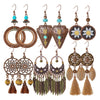 Retro Flower Hollow Round Earring for Women Geometric Gold Color Waterdrop Pendant Jewelry Ethnic Antique Jewelry - Image 2