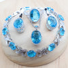 Silver Bridal Jewelry Sets Red Zirconia For Women Wedding Necklace Earrings Rings Bracelets Pendant - Image 12