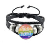 Lgbt Black Weave Leather Bracelet Bi Pride Glass Cabochon Gay Pride Rainbow Flag Photo Bangle Jewelry For Women Men Lovers Gift - Image 5