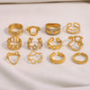 Stainless Steel Star Heart Round Twisted Open Rings Gold Plated Women Statement Jewelry - Image 6