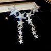 Inlaid Rhinestone Star Tassel Earrings for Women Light Temperament Drop Earring Dazzle Jewelry - Image 1