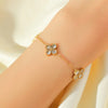Stainless Steel Sparkling White Zircon Flower Necklace Bracelet Earrings Set For Women Jewelry Gift - Image 5