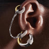Vintage Long Chain Double Ring Two-tone Hoop Earrings for Women Sparkling CZ Zircon Small Circle Chunky Ear Ring Unique Jewelry - Image 2