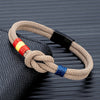 Men Women Spain Flag Double Strand Nautical Rope Bracelet Brushed Black Stainless Steel Magnet Buckle Accessories - Image 3