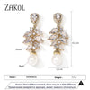 Elegant Cubic Zirconia Leaf Dangle Earrings for Women Imitation Pearls Bridal Earring Wedding Jewelry - Image 5