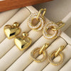 Dainty Clear Crystal Round Earrings For Women Gold Plated Hoop Heart Dangle Earrings CZ Jewelry Gifts - Image 1