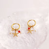 Stone Hoop Earrings for Women Star Sun Starfish Charms Stainless Steel Huggie Earrings Jewelry - Image 5