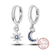 Silver Hoop Earrings Star Moon Stud Drop Earrings For Woman Party Wedding Accessories Jewelry Gift - Image 44