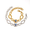 Evil Eye Bracelet for Women, Gold Silver Color Stainless Steel Adjustable Length Chunky Oval Link Chain Bracelet Gifts - Image 4