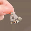 Small Sailboat Brooch Pins for Women Men Unisex Rhineston Zircon Lapel Pins Successful Badge Party Suit Jewelry Gifts - Image 2
