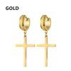 Punk Stainless Steel Frosting Hoop Earrings Design Women Men Pierced Cross Ear Jewelry Accessories Party Dangle Earring - Image 9