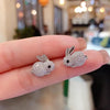 Cute Rabbit Stud Earrings for Bling Bling Crystal CZ Female Earrings Daily Wear Party Statement Jewelry - Image 1