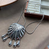 Vintage Exaggerated Metal Large Shell Shape Tassel Water Drop Pendant Necklaces for Women Party Heavy Jewelry Accessory - Image 6
